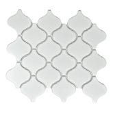 Tenedos Snowy Glossy  Arabesque Porcelain Patterned Look Wall Tile-1 piece